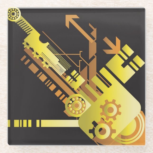 Technical halftone background 5 glass coaster (Front)