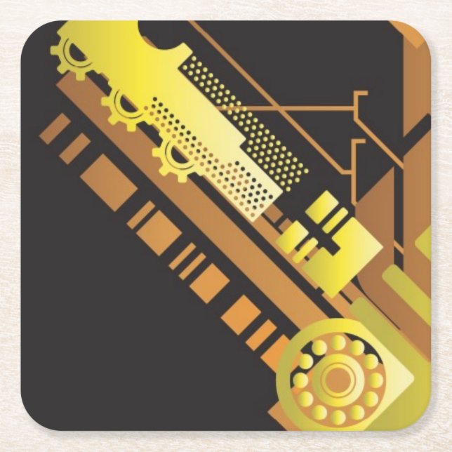 Technical halftone background 5 square paper coaster (Front)