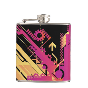 Technical halftone background 7 hip flask