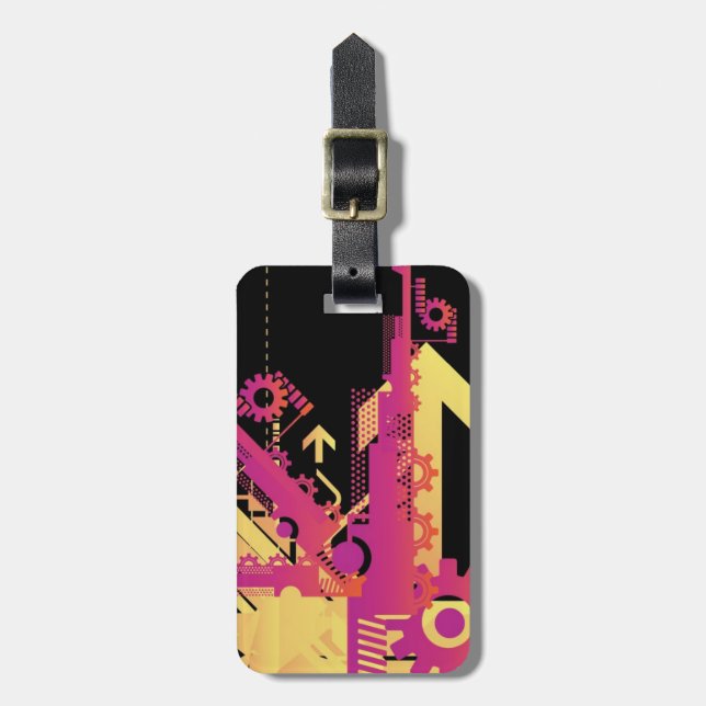 Technical halftone background 7 luggage tag (Front Vertical)