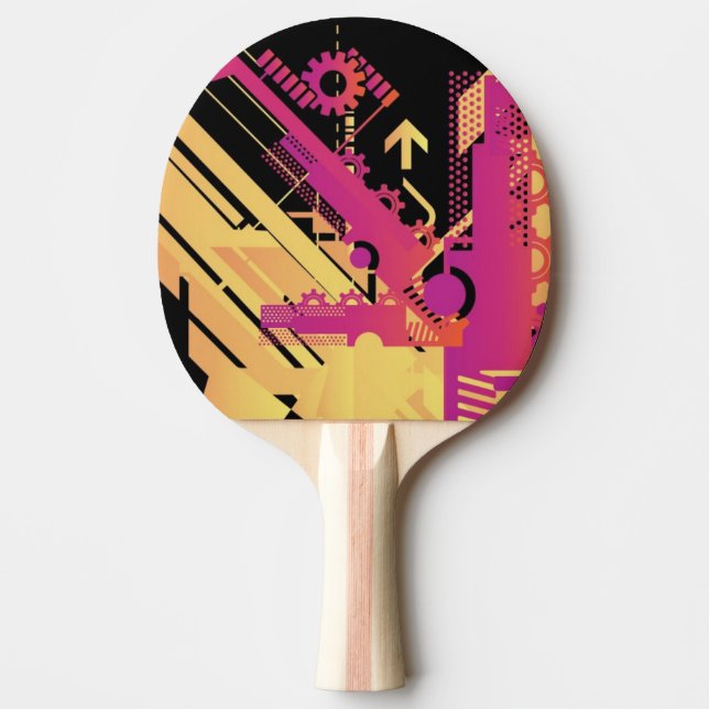 Technical halftone background 7 ping pong paddle (Front)