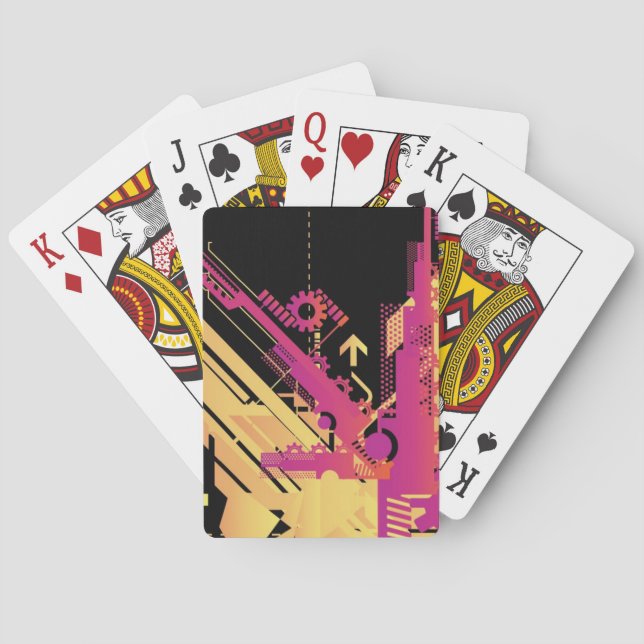 Technical halftone background 7 playing cards (Back)
