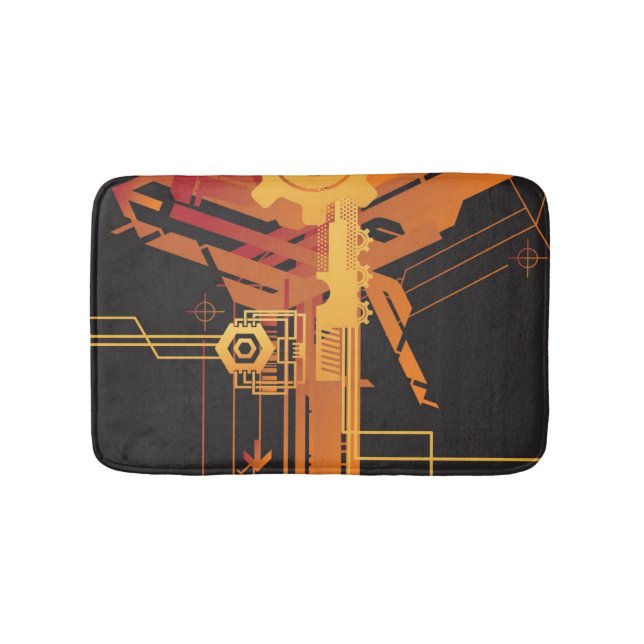 Technical halftone background bath mat (Front)
