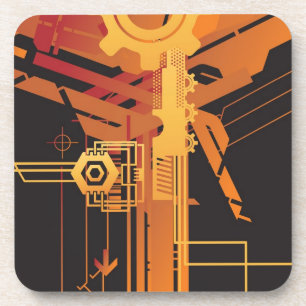 Technical halftone background coaster