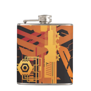 Technical halftone background hip flask