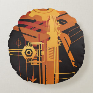 Technical halftone background round cushion