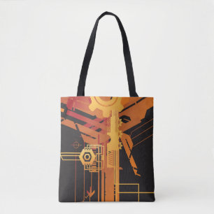 Technical halftone background tote bag