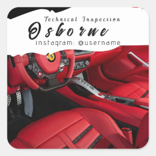 Technical Inspection Car Rent Repair Square Sticke Square Sticker