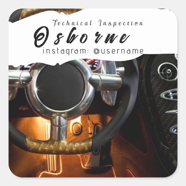 Technical Inspection Car Rent Repair Square Sticker (Front)