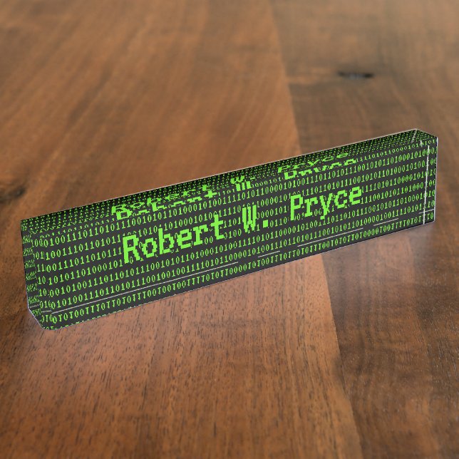Technical ones-zeroes Computer Theme Green / Black Nameplate (Side)