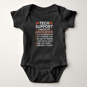 Technical Support Checklist Computer IT Programmer Baby Bodysuit