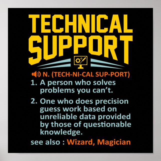 Technical Support Definition Computer IT Poster (Front)