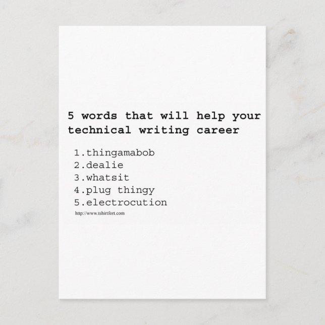 Technical Writer Postcard (Front)