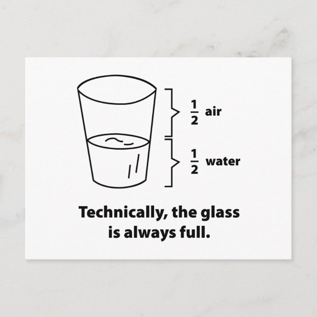 Technically, The Glass Is Always Full Postcard (Front)