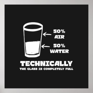 Technically the Glass Is Completely Full Funny Poster