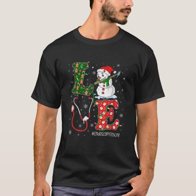 Technician Christmas Santa Reindeer Love Endoscopy T-Shirt (Front)