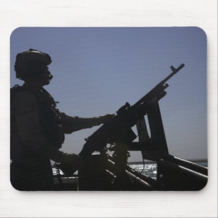 Technician manning an M240 machine gun in Iraq Mouse Mat