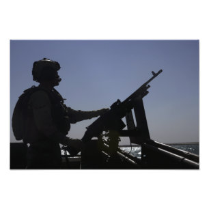 Technician manning an M240 machine gun in Iraq Photo Print