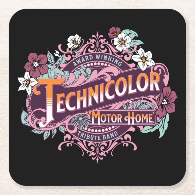 Technicolor Motor Home Square Paper Coaster (Front)
