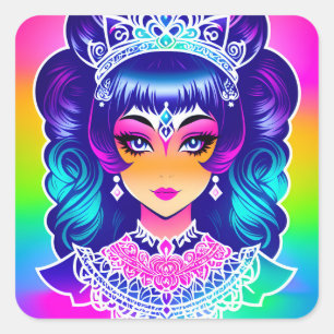 Technicolour Princess Sticker Design from our Kids