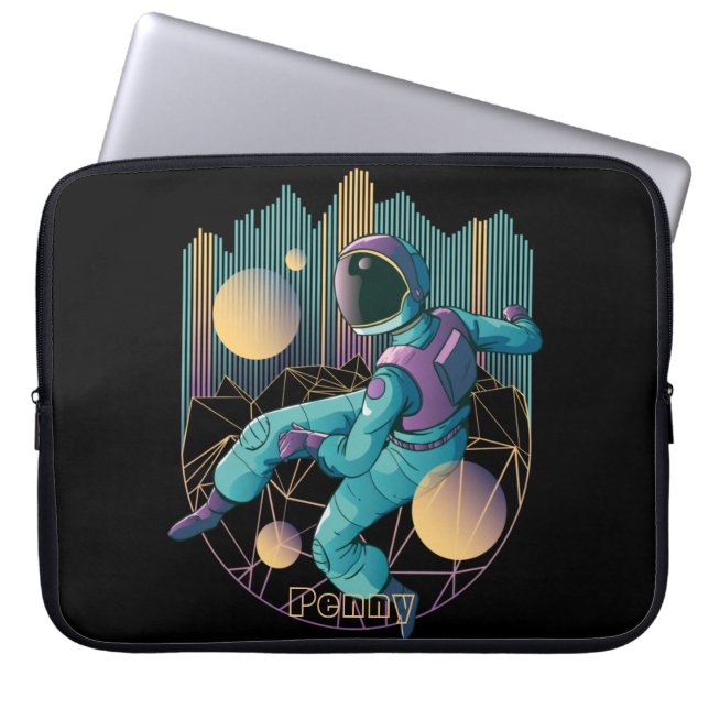 Techno Astronaut Illustration Laptop Sleeve (Front)