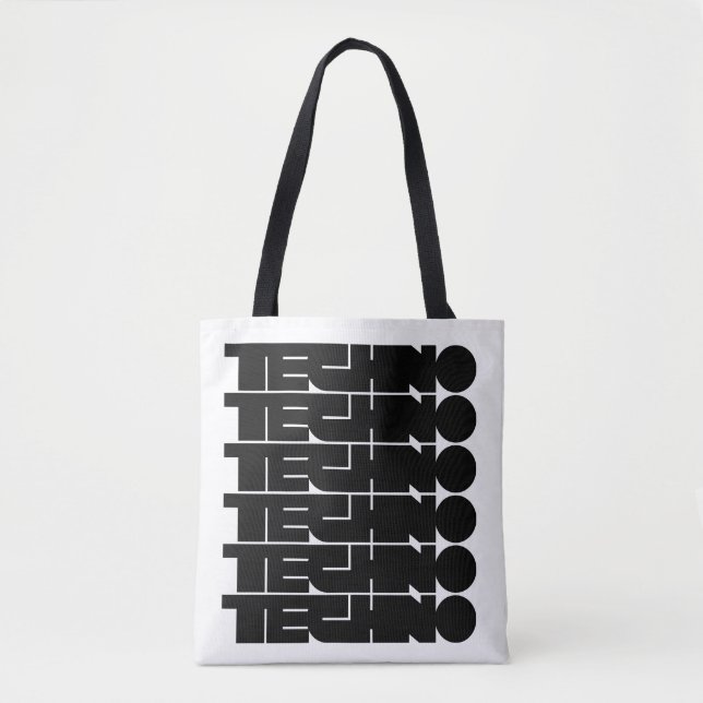 Techno bold typography logo design tote bag (Front)