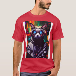 Techno Cat In Japan Neon City 20 T-Shirt
