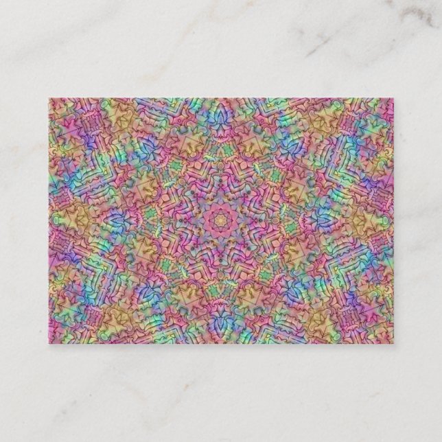 Techno Colour Vintage Fractal Kaleidoscope Business Card (Front)