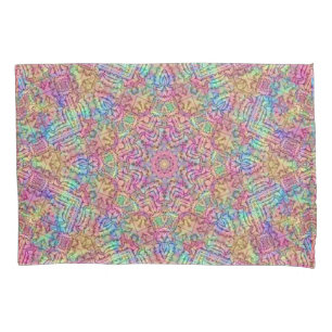 Techno Colour Vintage Fractal Kaleidoscope Pillowcase