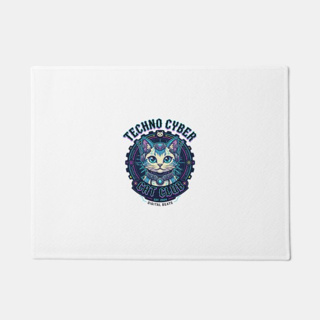 Techno Cyber Cat Funny Cat Lover Design - Techno C Doormat (Front)