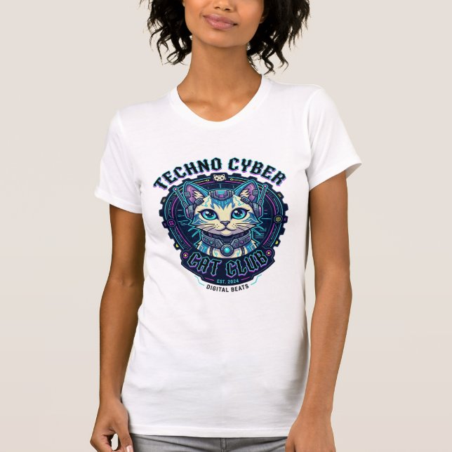Techno Cyber Cat Funny Cat Lover Design - Techno C T-Shirt (Front)