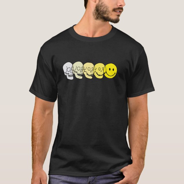 Techno Evolution, Acid House Smile, Techno DJ Musi T-Shirt (Front)