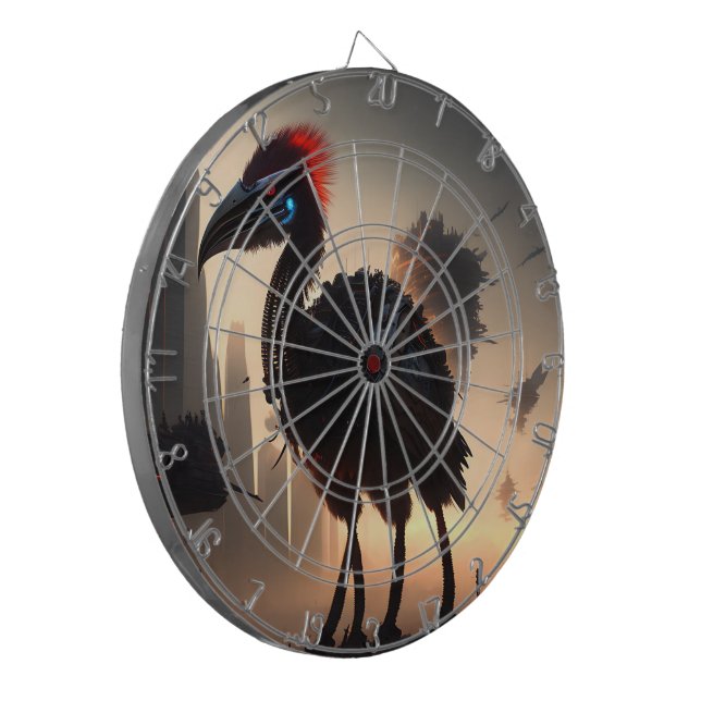 "Techno-Feathers: The Futuristic Emu Robot" Dartboard (Front Left)