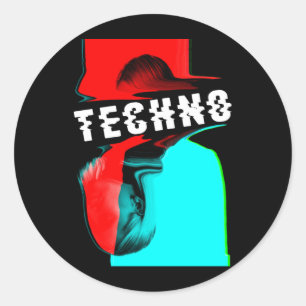 Techno Glitch Bass Music Party DJ Classic Round Sticker