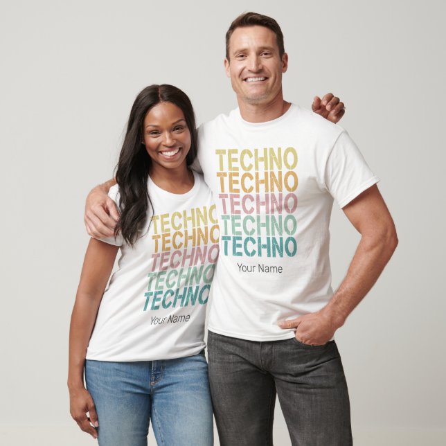 Techno House Retro Lettering Electro Vintage Rave T-Shirt (Unisex)