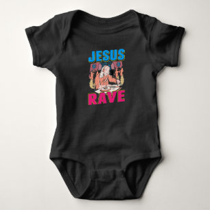Techno Jesus Religion Retro Electronic Bass Music Baby Bodysuit