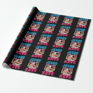 Techno Jesus Religion Retro Electronic Bass Music Wrapping Paper