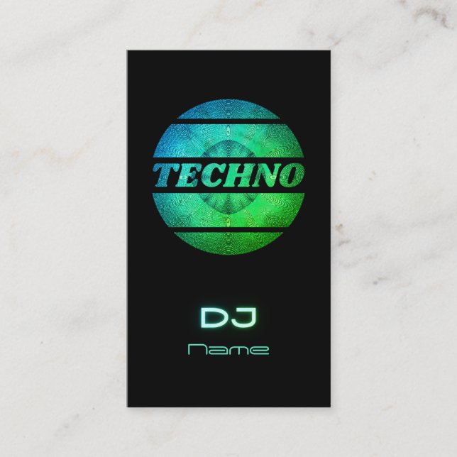 Techno music DJ Business Card (Front)