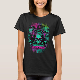 Techno Musik Rave Festival Bass Chequered T-Shirt