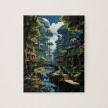 Techno-Organic City Daytime Creek View