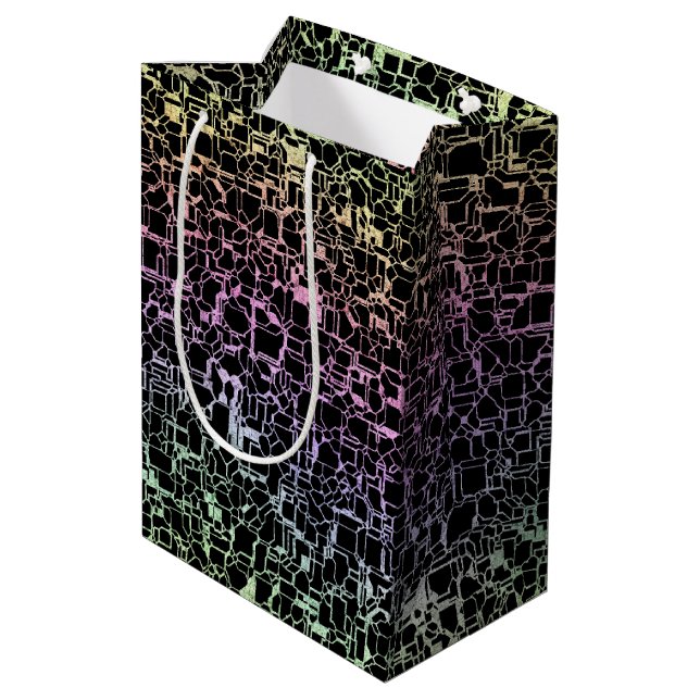 techno rainbo : medium gift bag (Back Angled)