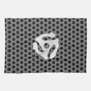 Techno Retro Vintage Chrome 45 spacer DJ Print Tea Towel
