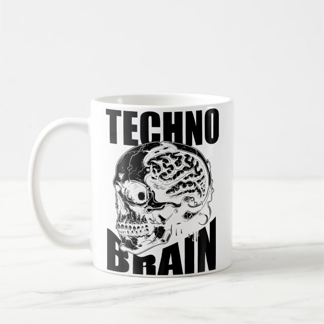 Techno Skull Clubbing Electro Hardtekk Rave Techno Coffee Mug (Left)