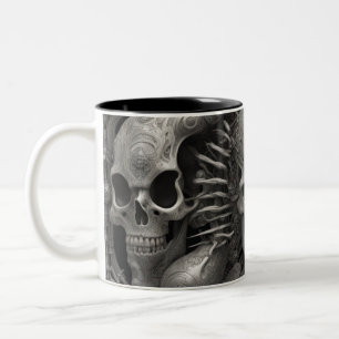 Techno skulls 005 Two-Tone coffee mug