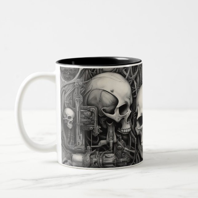 Techno skulls 016 Two-Tone coffee mug (Left)