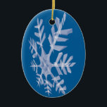 Techno Snowflake Ornament<br><div class="desc">A cool white techno style snowflake on a lush blue background makes a nice non-denominational ornament for any winter holidays.</div>