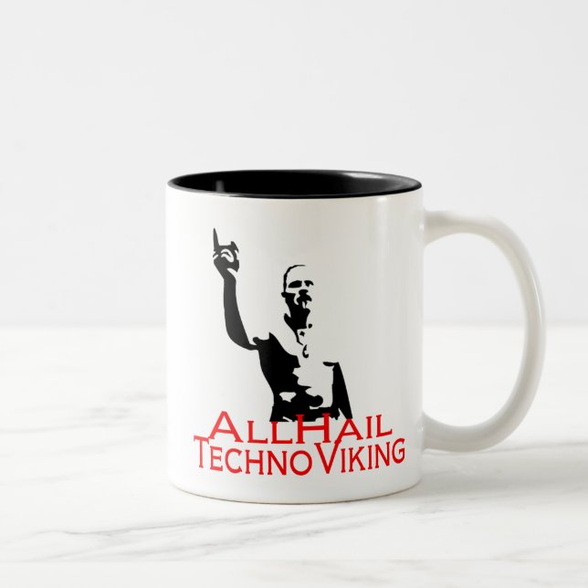 Techno Viking (coffee) Two-Tone Coffee Mug (Right)