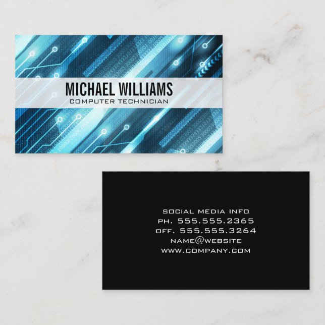 Technology Electronics Numbers Background Business Card (Front/Back)