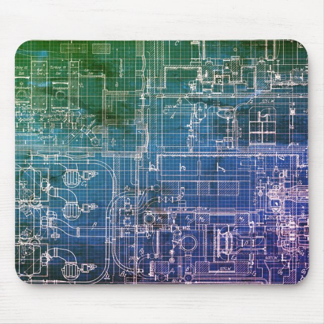 Technology Engineer Blueprint Mouse Mat (Front)