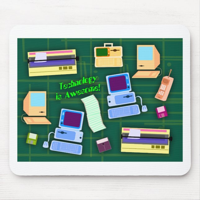 Technology is Awesome Fun Retro Items Art Mouse Mat (Front)
